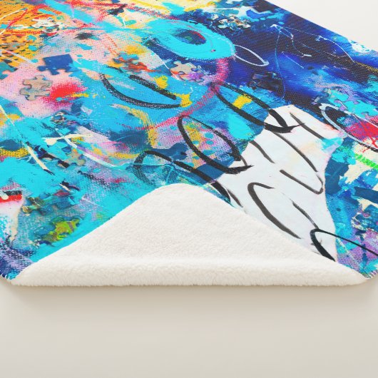 Handgetekende moderne multi-kleurenmedia kunst c sherpa deken (3/4)