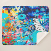 Handgetekende moderne multi-kleurenmedia kunst c sherpa deken (Voorkant (horizontaal))