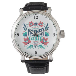 Handgetekende Moeder Aarde Dag Design-23184 Horloge