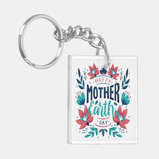 Handgetekende Moeder Aarde Dag Design-23184 Sleutelhanger (Voorkant Links)