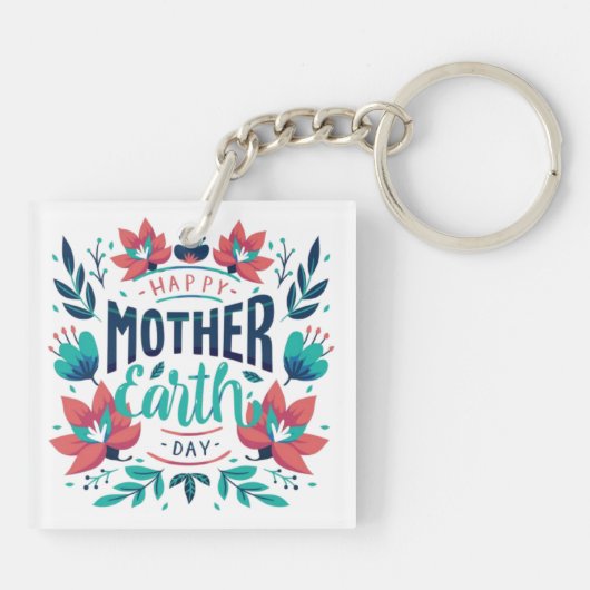 Handgetekende Moeder Aarde Dag Design-23184 Sleutelhanger (Achterkant)