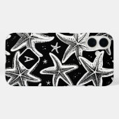 Handgetekende monografische zeester op zwarte acht Case-Mate iPhone case (Achterkant (horizontaal))