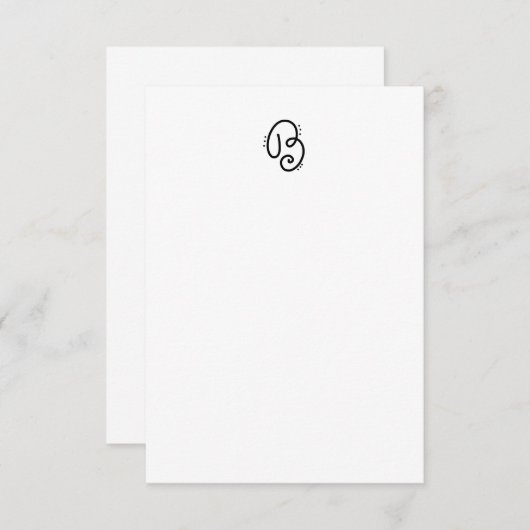 Handgetekende monogram letter B notaris Bedankkaart (Voorkant / Achterkant)