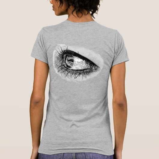 Handgetekende Mooie Vrouw Oog Potlood Art T-shirt (Achterkant)
