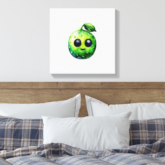 Handgetekende munt Emoji - Stretched Canvas Print (Insitu (Slaapkamer))
