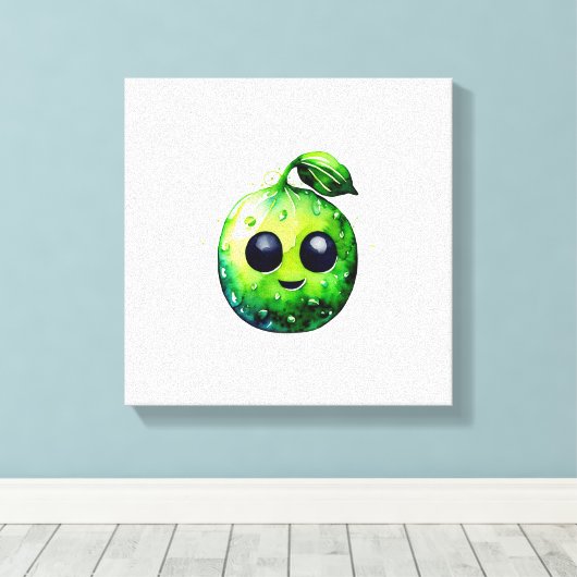 Handgetekende munt Emoji - Stretched Canvas Print (Insitu (Houten vloer))