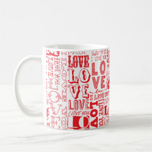 handgetekende naadloze achtergrond met liefdesdoed koffiemok
