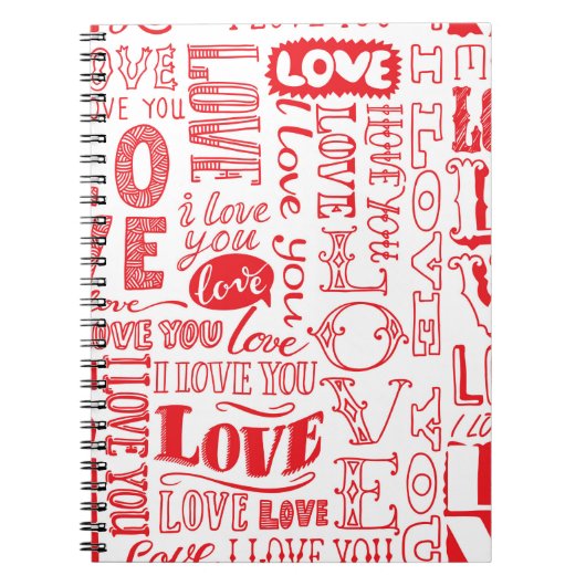 handgetekende naadloze achtergrond met liefdesdoed notitieboek (Voorkant)