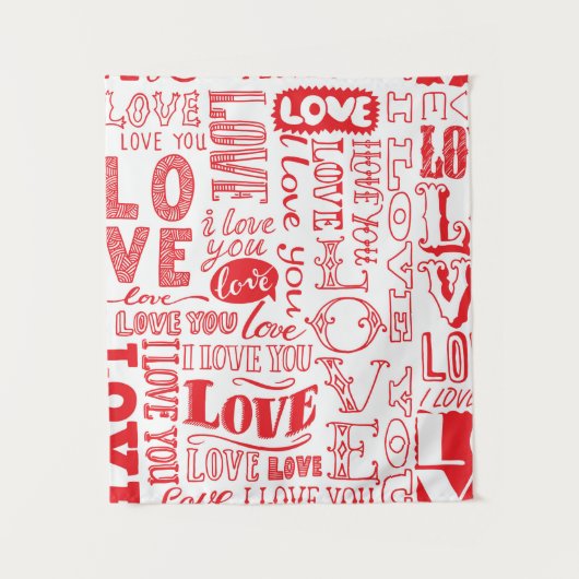 handgetekende naadloze achtergrond met liefdesdoed wandkleed (Voorkant)