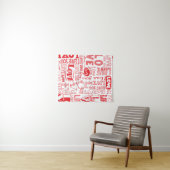 handgetekende naadloze achtergrond met liefdesdoed wandkleed (In Situ (horizontaal))