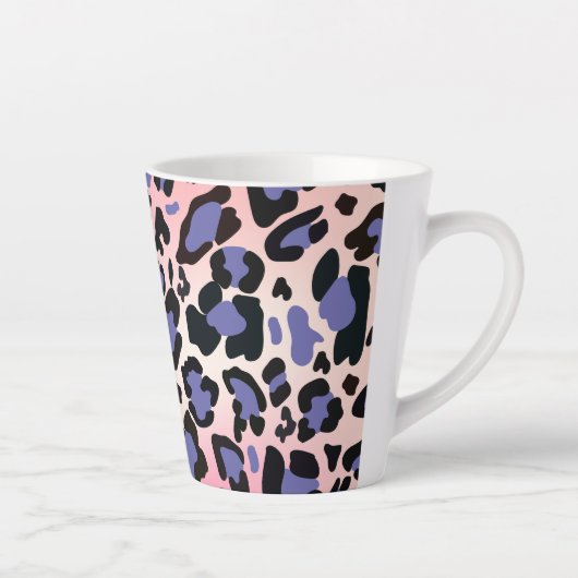 Handgetekende Naadloze waterverf luipaardprint Latte Mok (Rechts)