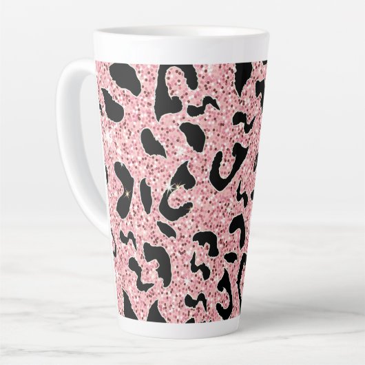 Handgetekende Naadloze waterverf luipaardprint Latte Mok (Linkerhoek)