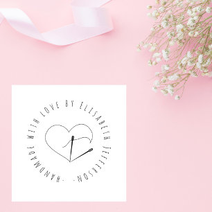 Handgetekende naaihart handgemaakt met liefde op m rubberstempel
