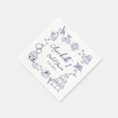 Handgetekende Navy Blue Whimsical Vrijgezellenfees Servet (Hoek)