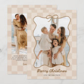 Handgetekende neutrale boogframe geruite foto feestdagenkaart (Voorkant / Achterkant)