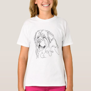 Handgetekende Newfoundlander Minimalistische Lijnk T-shirt