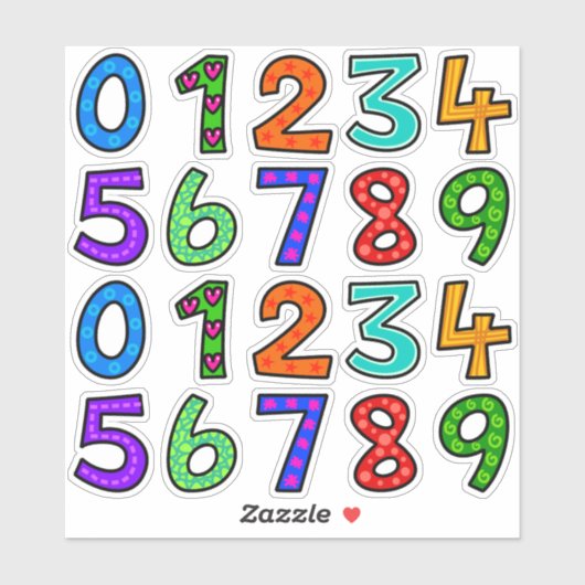 Handgetekende nummers sticker (Vel)