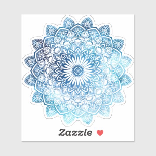 handgetekende oceaanblauw mandala sticker (Vel)
