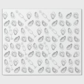 Handgetekende Oesters Champagne Nautilus Kust Cade Cadeaupapier (Vlak)