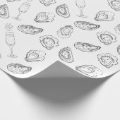 Handgetekende Oesters Champagne Nautilus Kust Cade Cadeaupapier (Hoek)