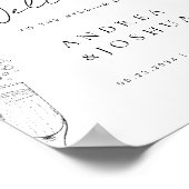 Handgetekende oesters Champagne Script Welkom Bord Poster (Hoek)