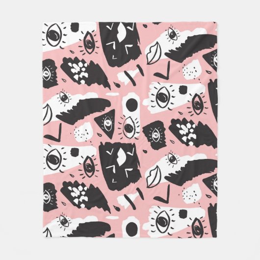 Handgetekende ogen: trendy patroon fleece deken (Voorkant)