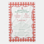 Handgetekende Oma's Recept Rode Gingham Theedoek (Verticaal)