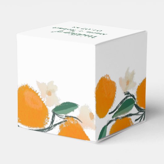 Handgetekende Oranje Botanische Abstracte Bruidsdo Bedankdoosjes (Achterkant)