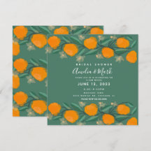 Handgetekende Oranje Botanische Abstracte Bruidsdo