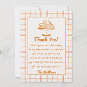 Handgetekende Oranje broodje in het Baby shower Bedankkaart (Voorkant)