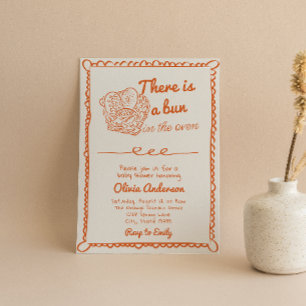 Handgetekende Oranje broodje in het Baby shower Kaart