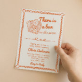 Handgetekende Oranje broodje in het Baby shower Kaart