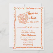 Handgetekende Oranje broodje in het Baby shower Kaart (Voorkant)