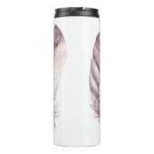 Handgetekende paarse en roze waterverf veer thermosbeker (Achterkant)