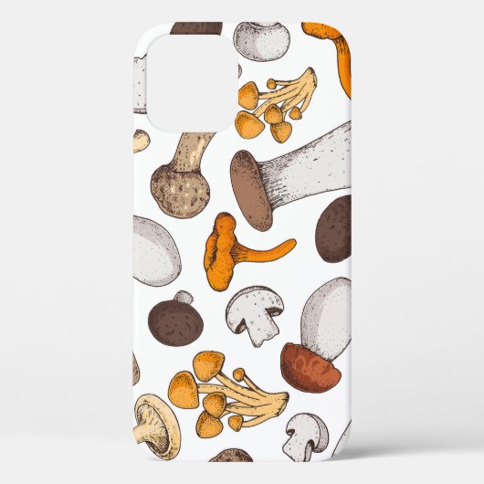 Handgetekende paddenstoelen: voedselachtergrond. Case-Mate iPhone case (Achterkant)