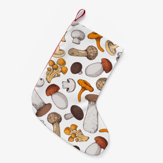 Handgetekende paddenstoelen: voedselachtergrond. kleine kerstsok (Voorkant (Hangend))