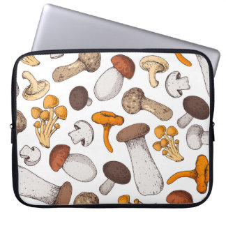 Handgetekende paddenstoelen: voedselachtergrond. laptop sleeve