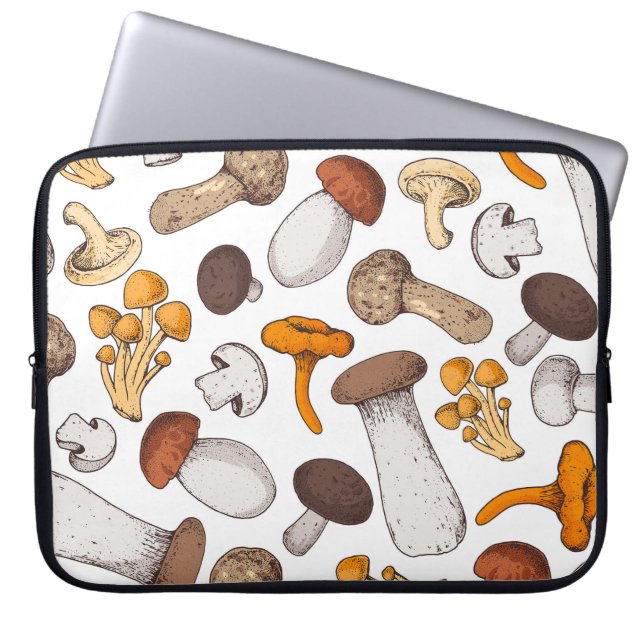 Handgetekende paddenstoelen: voedselachtergrond. laptop sleeve (Voorkant)
