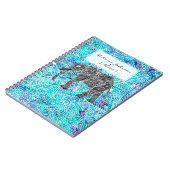 Handgetekende paisley boho elephant blue turquoise notitieboek (Linkerzijde)