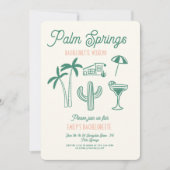 Handgetekende Palm Springs roze vrijgezellenweeken Kaart (Voorkant)