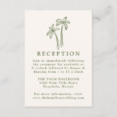 Handgetekende Palm Trees Cream bruiloft receptie Informatiekaartje (Voorkant)