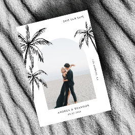 Handgetekende Palmbomen Foto Bestemming Huwelijk Save The Date