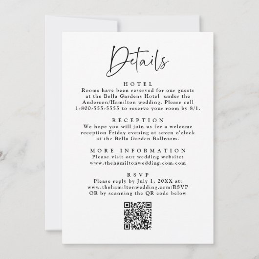 Handgetekende palmbomen QR-code alles in één bruil Kaart (Achterkant)