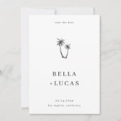 Handgetekende Palmboom Tropische QR Code Bruiloft Save The Date (Voorkant)