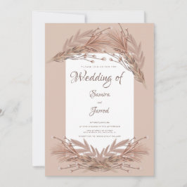 Handgetekende Pampas Aardse Botanische Bruiloft Kaart