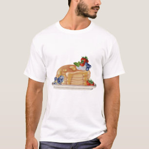 Handgetekende pannenkoeken bessen ontbijt eten t-shirt
