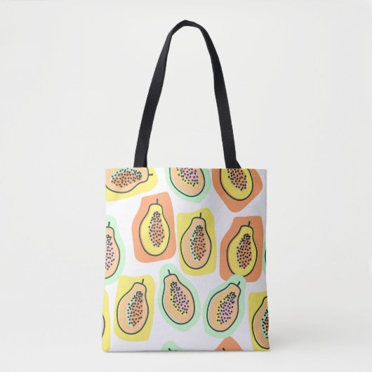 Handgetekende papaja's: creatief patroon tote bag (Voorkant)