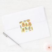 Handgetekende papaja's: creatief patroon vierkante sticker (Envelop)