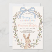 Handgetekende pastel kleurrijke 1e Sweet Bunny ver Kaart (Voorkant)