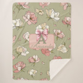 Handgetekende pioenroos patroon Sherpa deken (Voorkant)